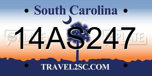 14AS247 South Carolina License Plate