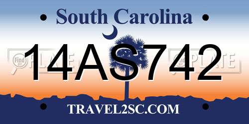 14AS742 South Carolina License Plate