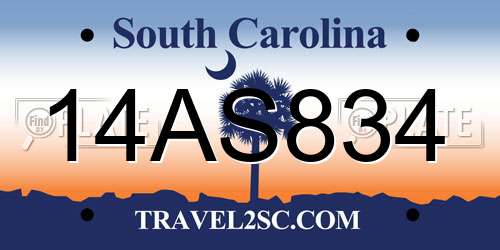 14AS834 South Carolina License Plate