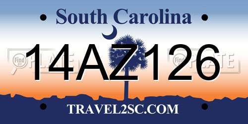 14AZ126 South Carolina License Plate