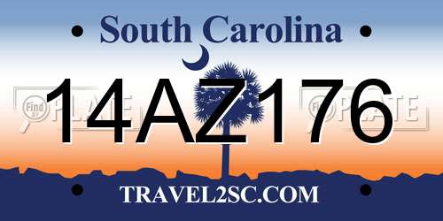14AZ176 South Carolina License Plate