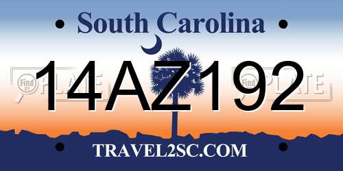 14AZ192 South Carolina License Plate