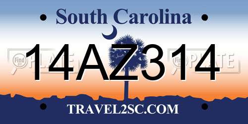 14AZ314 South Carolina License Plate