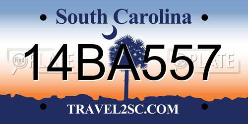 14BA557 South Carolina License Plate