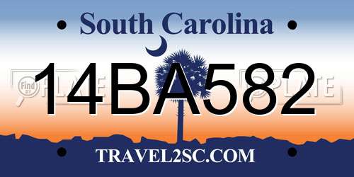 14BA582 South Carolina License Plate