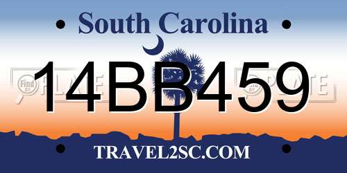 14BB459 South Carolina License Plate