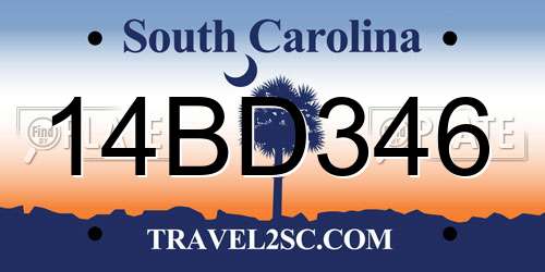 14BD346 South Carolina License Plate