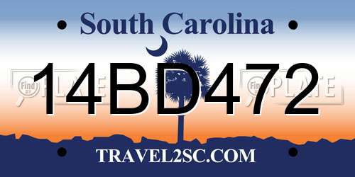 14BD472 South Carolina License Plate