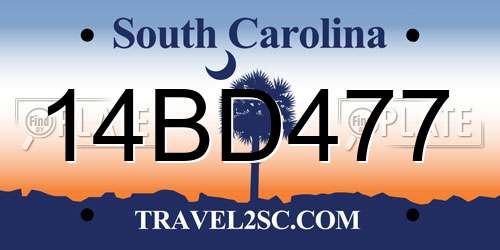 14BD477 South Carolina License Plate