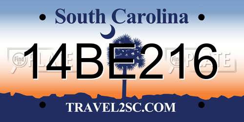 14BE216 South Carolina License Plate