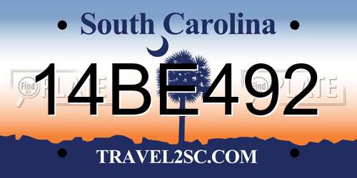 14BE492 South Carolina License Plate