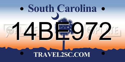14BE972 South Carolina License Plate