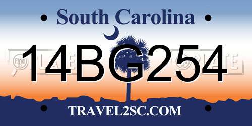 14BG254 South Carolina License Plate