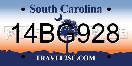 14BG928 South Carolina License Plate