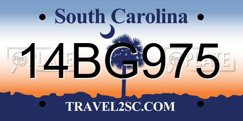 14BG975 South Carolina License Plate