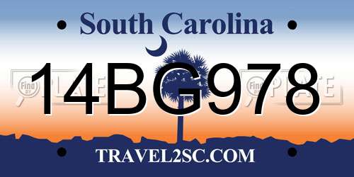 14BG978 South Carolina License Plate