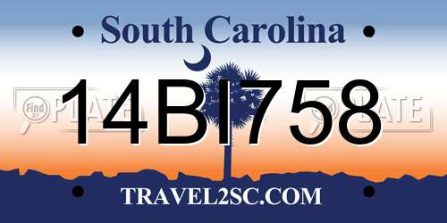 14BI758 South Carolina License Plate