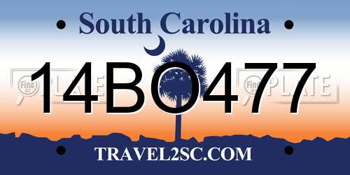 14BO477 South Carolina License Plate