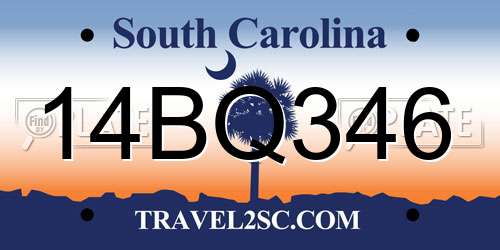 14BQ346 South Carolina License Plate