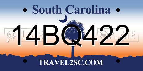 14BQ422 South Carolina License Plate