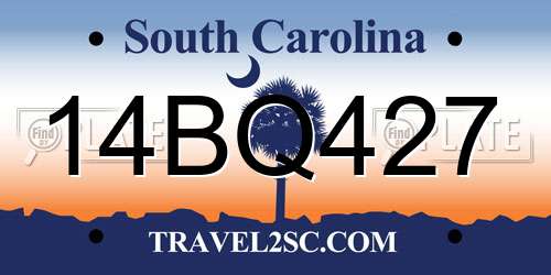 14BQ427 South Carolina License Plate