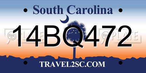 14BQ472 South Carolina License Plate