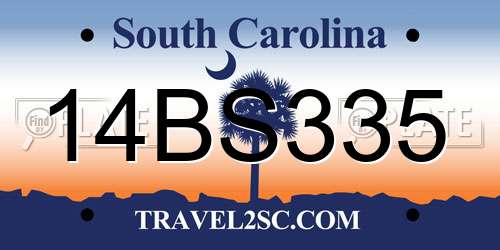 14BS335 South Carolina License Plate