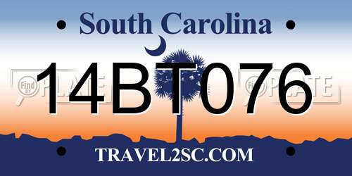 14BT076 South Carolina License Plate