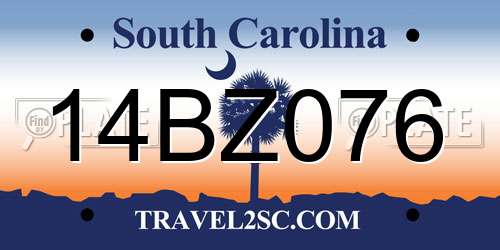 14BZ076 South Carolina License Plate