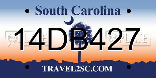 14DB427 South Carolina License Plate