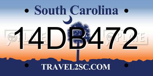 14DB472 South Carolina License Plate