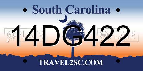 14DG422 South Carolina License Plate