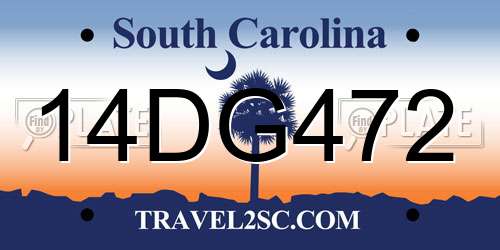 14DG472 South Carolina License Plate
