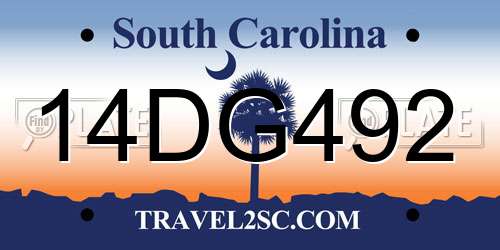 14DG492 South Carolina License Plate