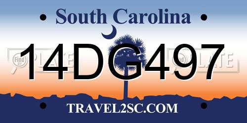 14DG497 South Carolina License Plate