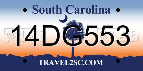 14DG553 South Carolina License Plate