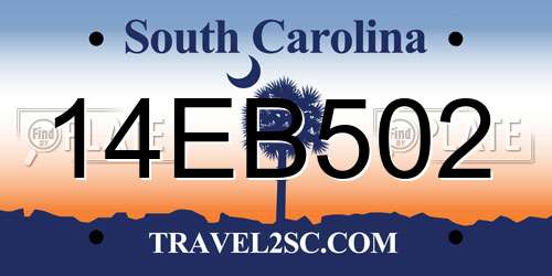 14EB502 South Carolina License Plate