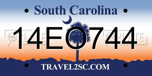 14EO744 South Carolina License Plate