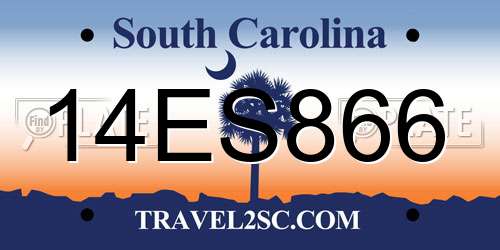 14ES866 South Carolina License Plate
