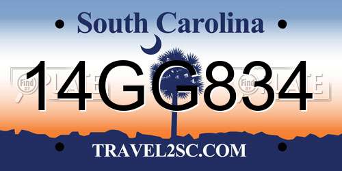 14GG834 South Carolina License Plate