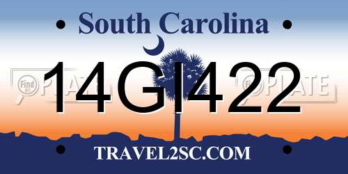 14GI422 South Carolina License Plate