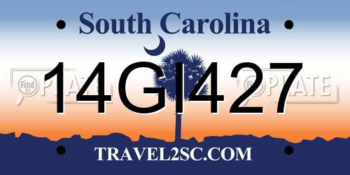 14GI427 South Carolina License Plate