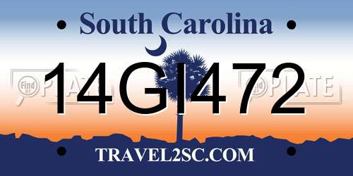 14GI472 South Carolina License Plate