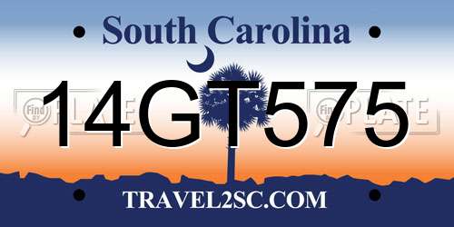 14GT575 South Carolina License Plate