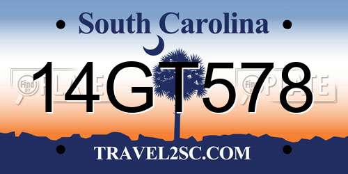 14GT578 South Carolina License Plate