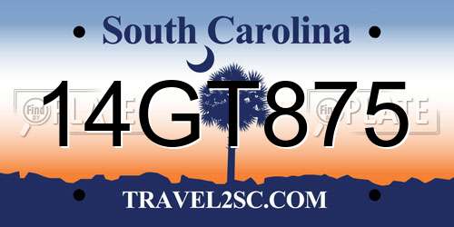 14GT875 South Carolina License Plate