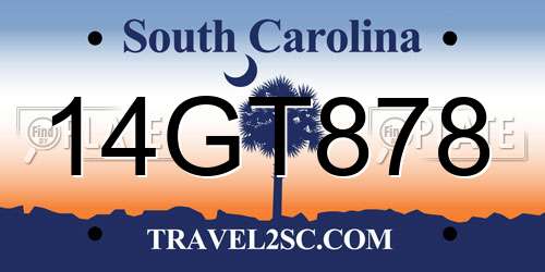 14GT878 South Carolina License Plate