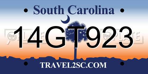 14GT923 South Carolina License Plate
