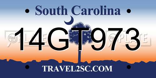 14GT973 South Carolina License Plate