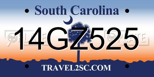 14GZ525 South Carolina License Plate